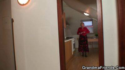 Watch two repairmen bang their very old granny with a busty blonde bombshell in HD - sexu.com - Czech Republic