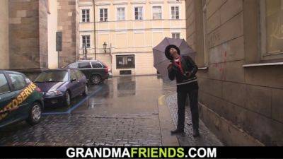 Two friends bang skinny granny & take turns on her hairy muff - sexu.com - Czech Republic